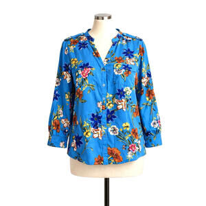 Y2K Calvin Klein Women’s Floral Blouse XL Button Up Long Sleeve Casual